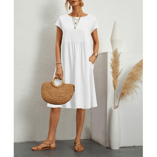 Valenzora | Women's Cotton Linen Midi Dress