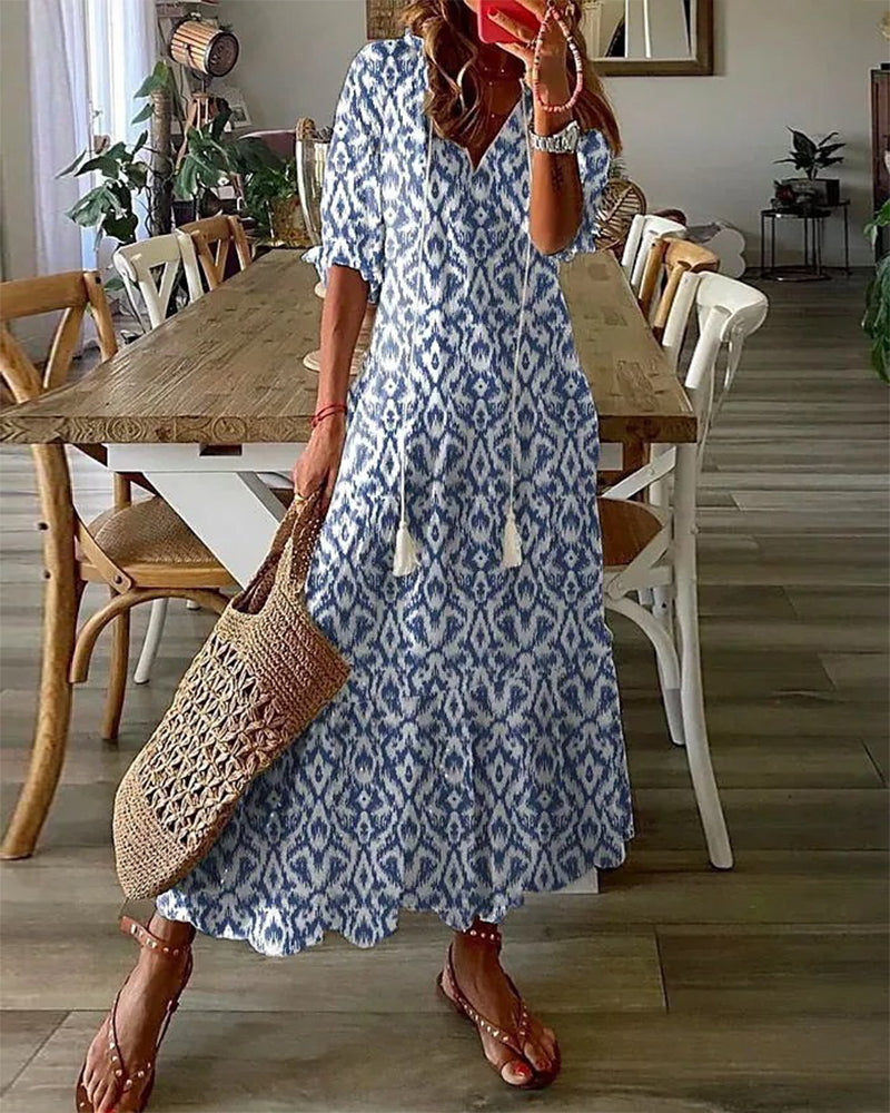 Octavia® – Damen-Vintage-Kleid mit Bindedetail und Print