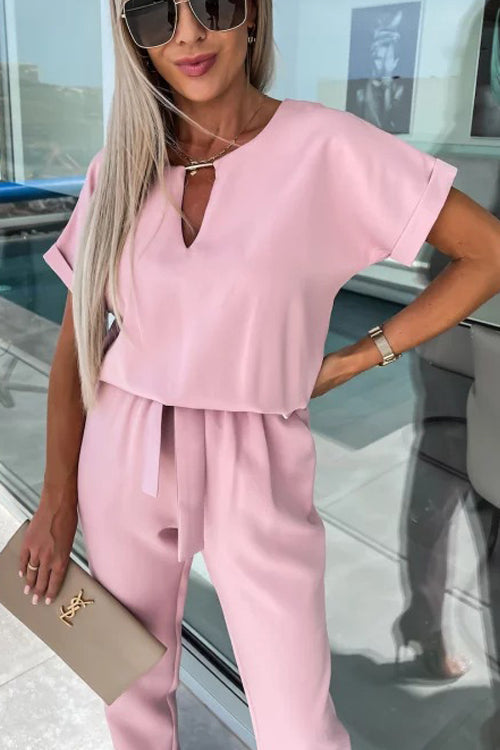 Valenzora | Elegant Keyhole Jumpsuit with Belt for Women