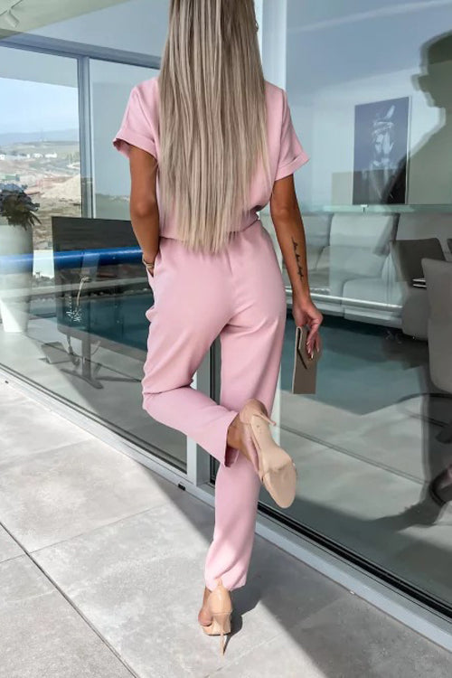 Valenzora | Elegant Keyhole Jumpsuit with Belt for Women