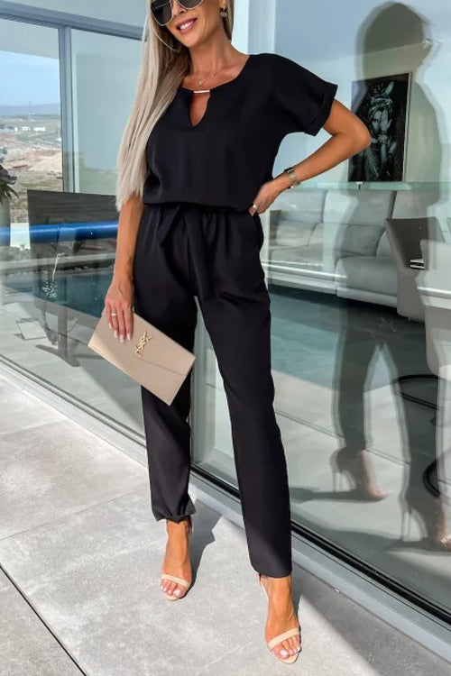 Valenzora | Elegant Keyhole Jumpsuit with Belt for Women