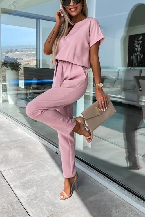 Valenzora | Elegant Keyhole Jumpsuit with Belt for Women