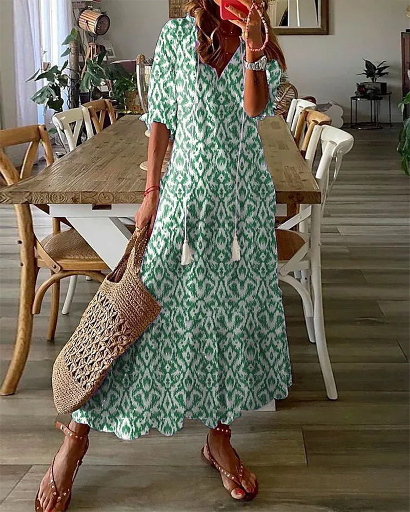 Octavia® – Damen-Vintage-Kleid mit Bindedetail und Print
