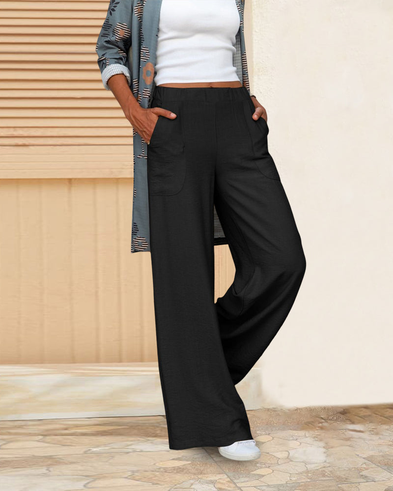 Valenzora | Slim high-waisted trousers in a solid color