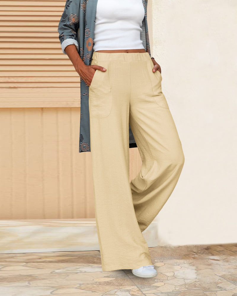 Valenzora | Slim high-waisted trousers in a solid color