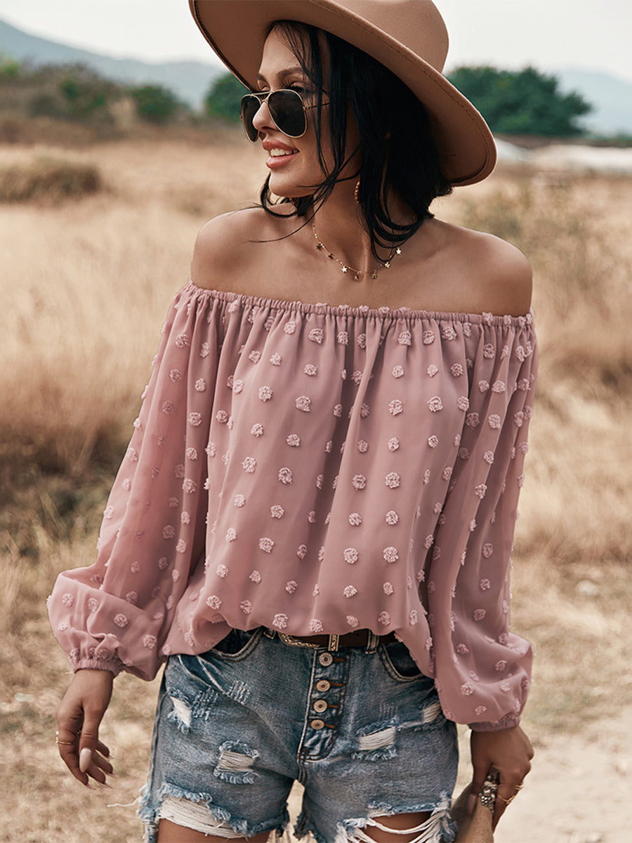 Valenzora | Off-Shoulder Lantern Long-Sleeved Ruffled Top