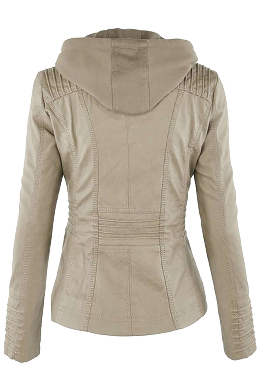 Valenzora | Women's Faux Leather Hooded Jacket with Zipper