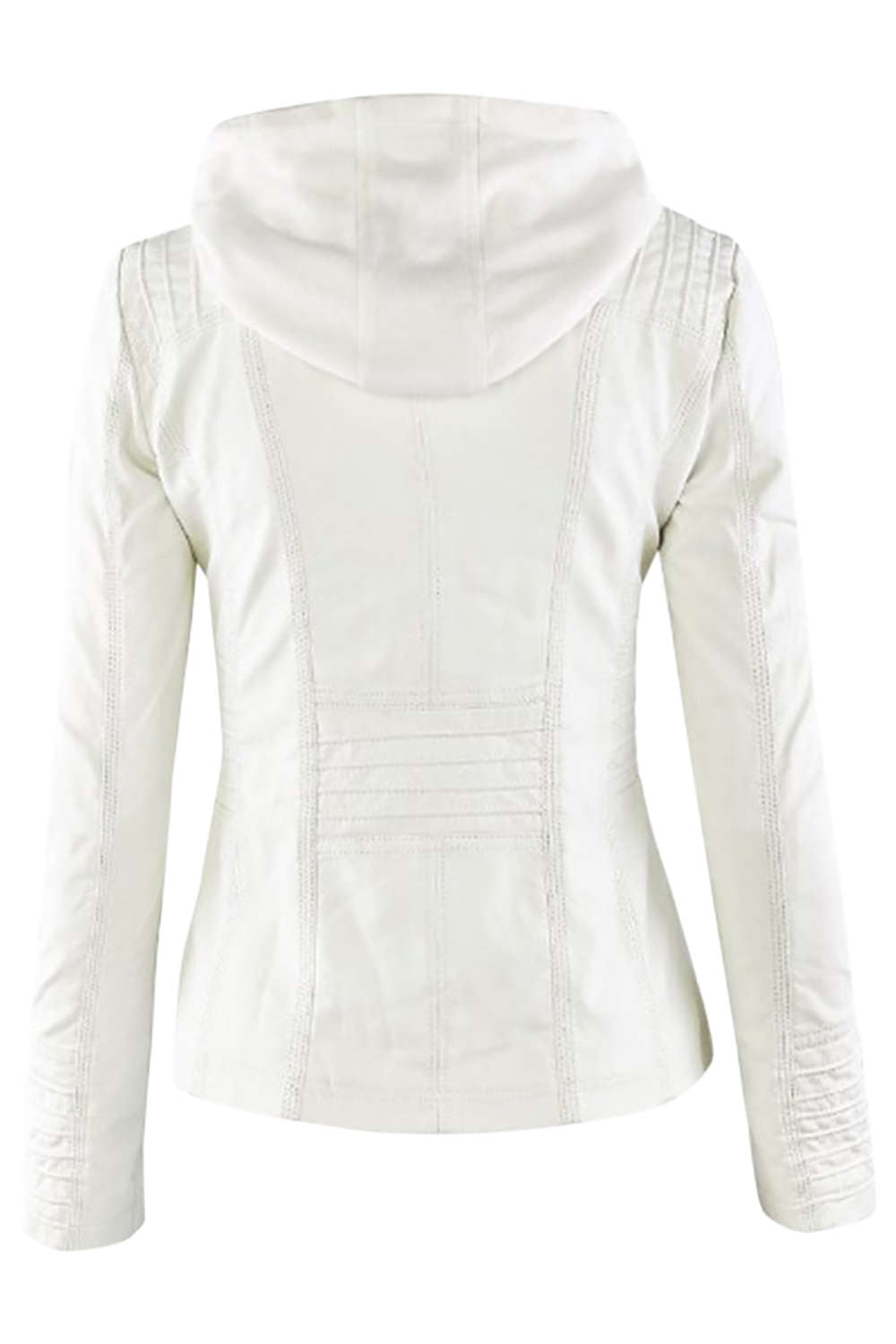 Valenzora | Women's Faux Leather Hooded Jacket with Zipper
