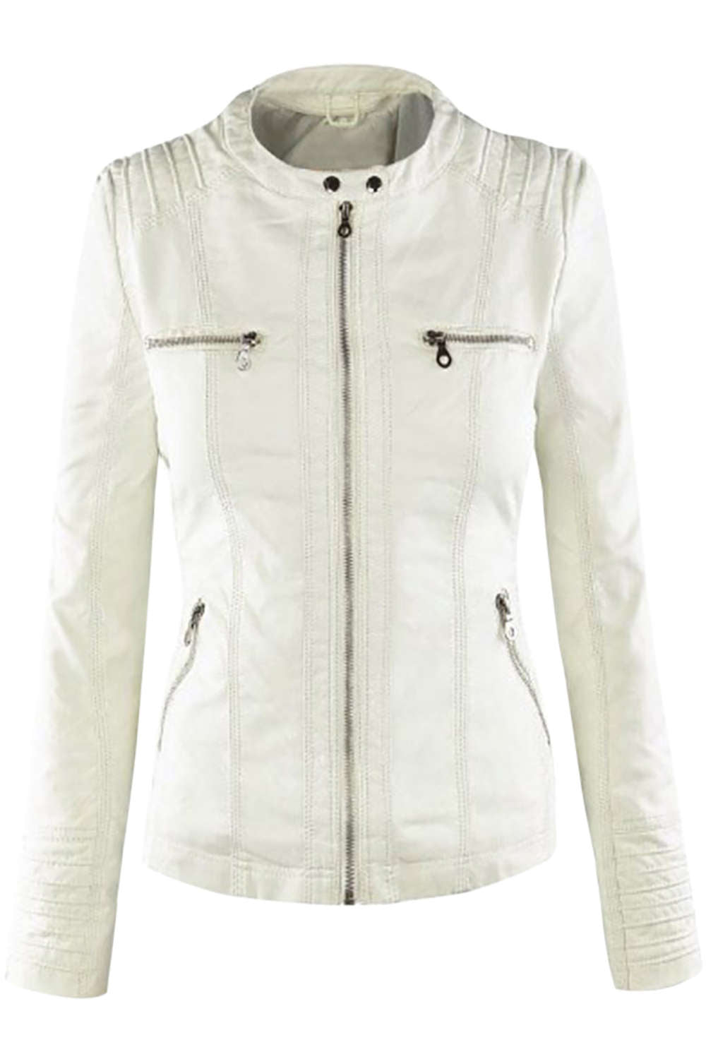 Valenzora | Women's Faux Leather Hooded Jacket with Zipper