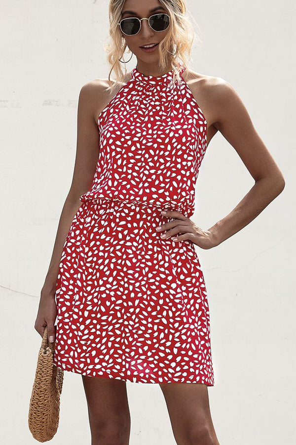 Valenzora Halterneck dress with polka dot print