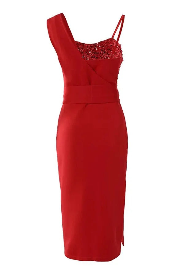 Valenzora | Tampa Nights Sequin Patch Slit Party Dress