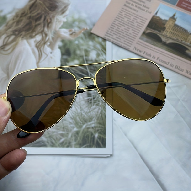 Valenzora | Classic Aviator Sunglasses with Gold Frame for Women