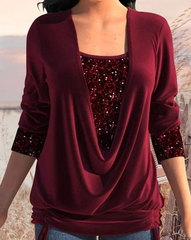 Valenzora – Langärmeliges Damen-Shirt mit Pailletten