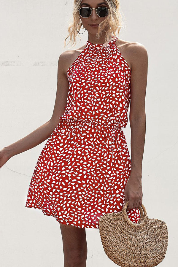 Valenzora Halterneck dress with polka dot print