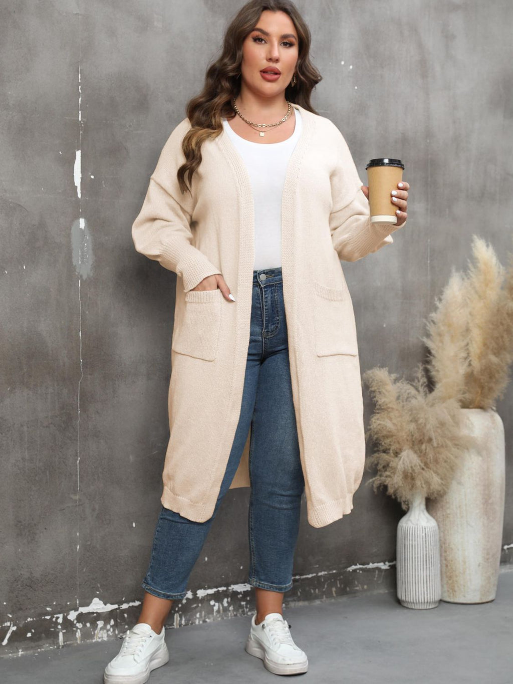 Valenzora | Plus Size Langarm-Cardigan mit Taschen