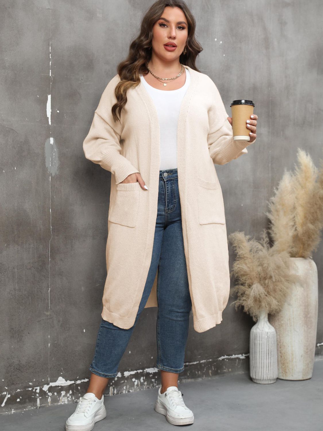 Valenzora | Plus Size Langarm-Cardigan mit Taschen