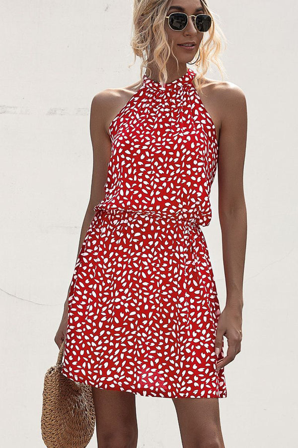 Valenzora Halterneck dress with polka dot print