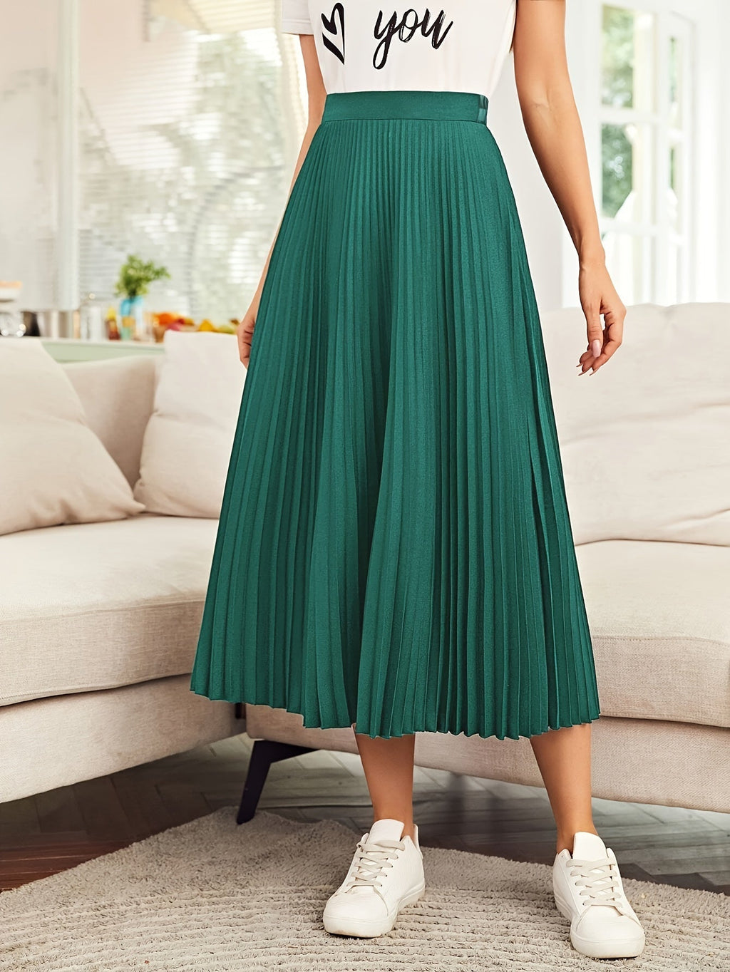 Valenzora | Einfarbiger High-Waist-Faltenrock