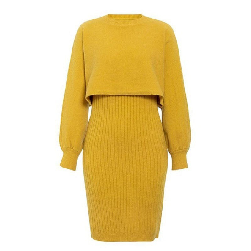 Valenzora | 1-piece knitted set - elegant knitted sleeveless dress with sweater for autumn and winter