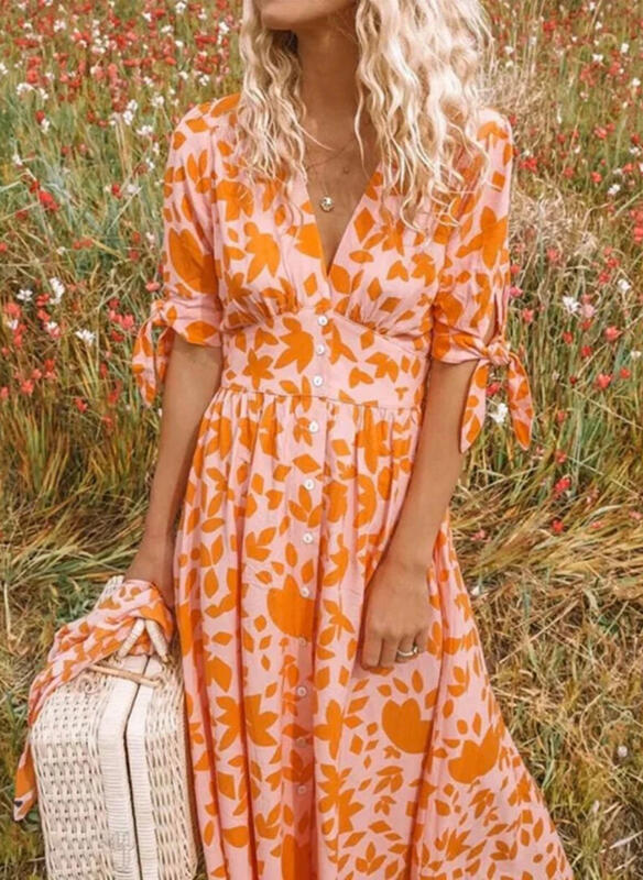 Valenzora | Elegantes oranges Abendkleid