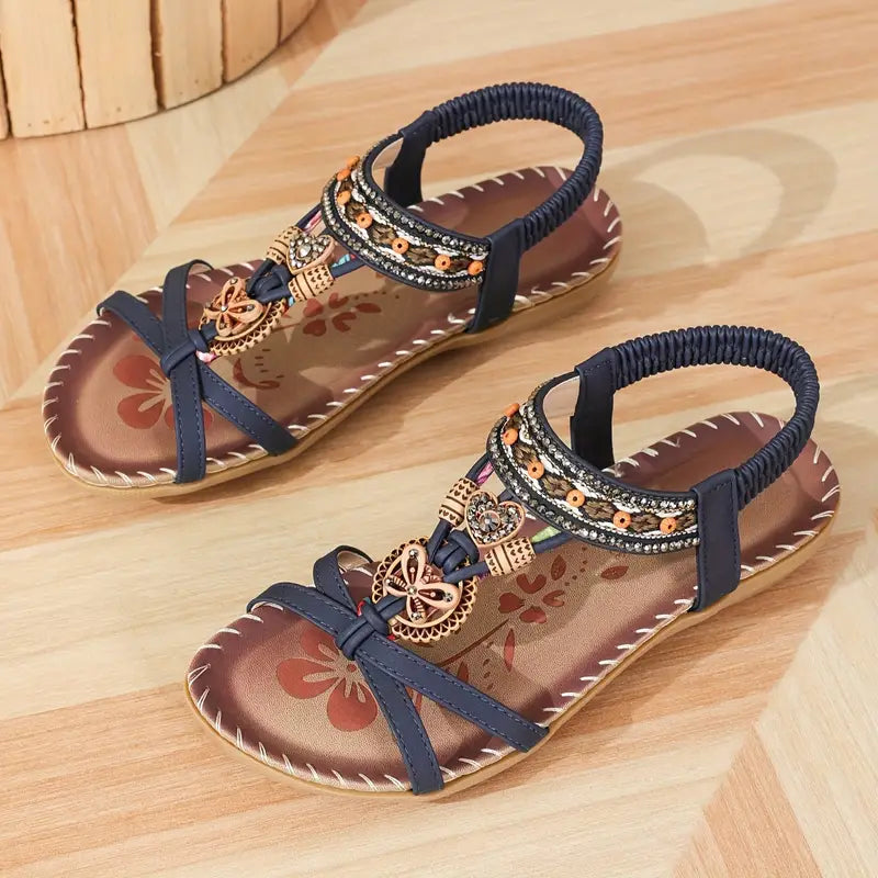 Valenzora | Elegant orthopedic sandals with butterfly and rhinestone details