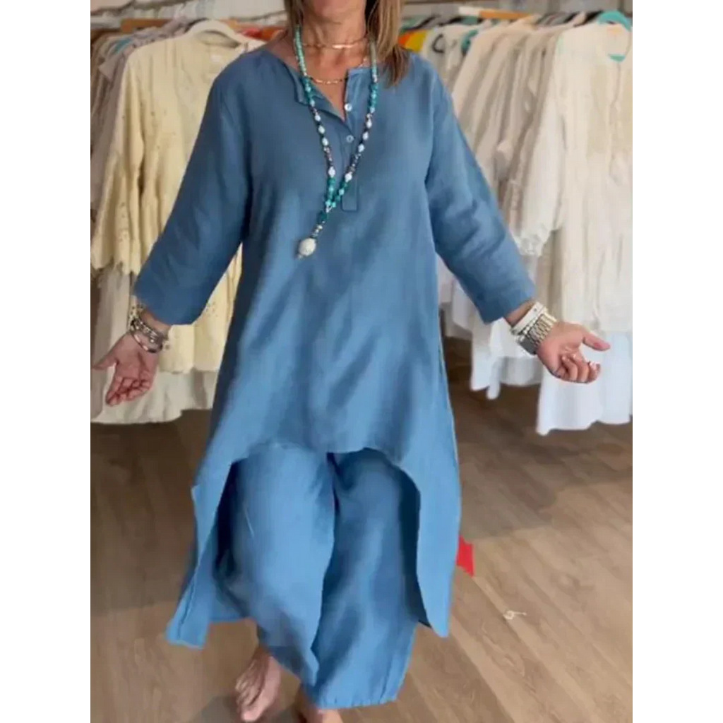 Valenzora | Solid color linen suit for women