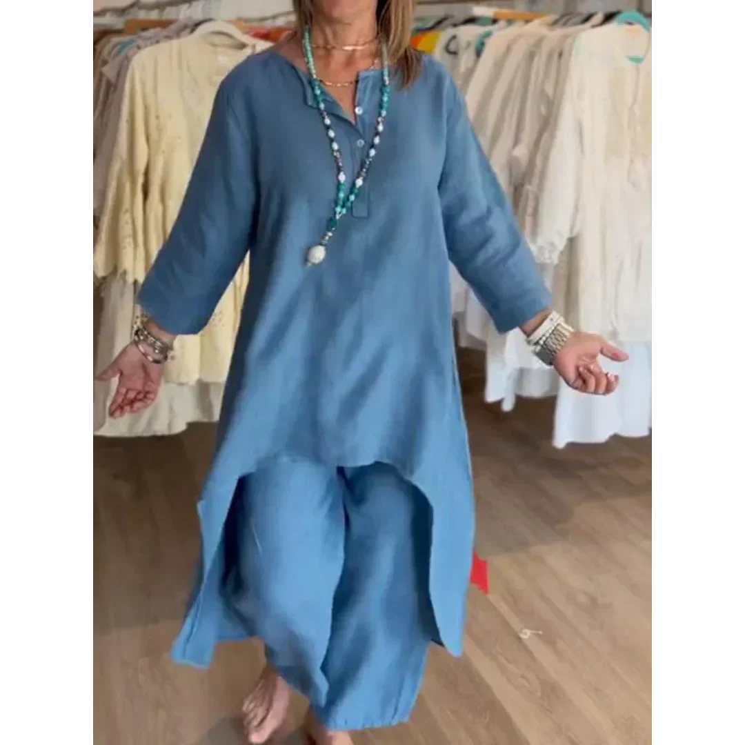 Valenzora | Solid color linen suit for women