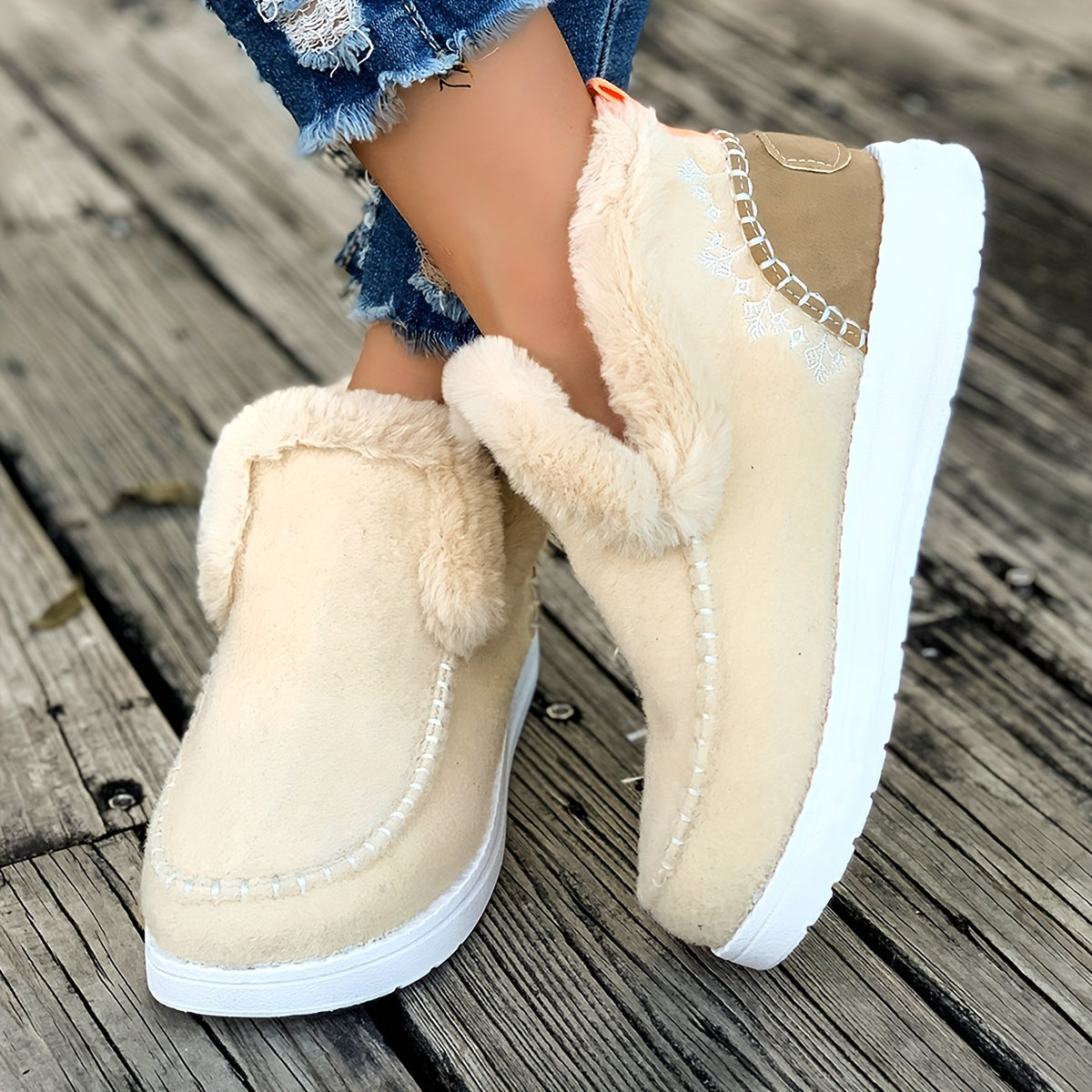 Valenzora | Cozy winter slippers for women: fleece lining, PU sole and soft fabric construction