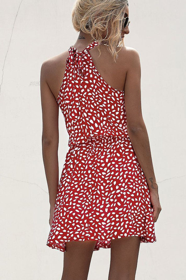 Valenzora Halterneck dress with polka dot print