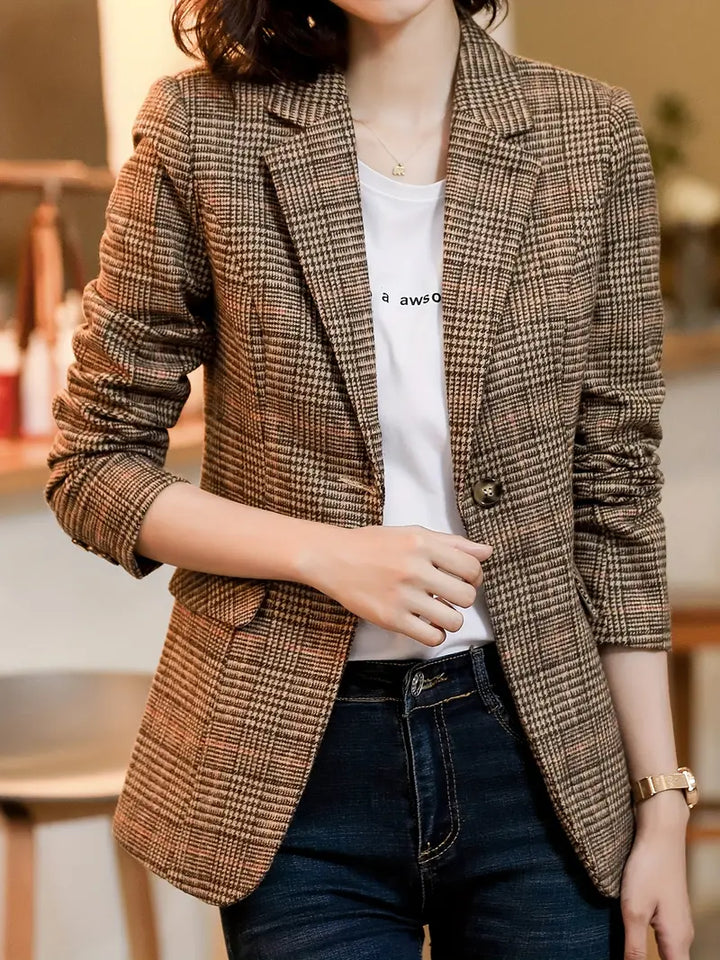 Valenzora | Karierter Blazer mit Revers und einem Knopf