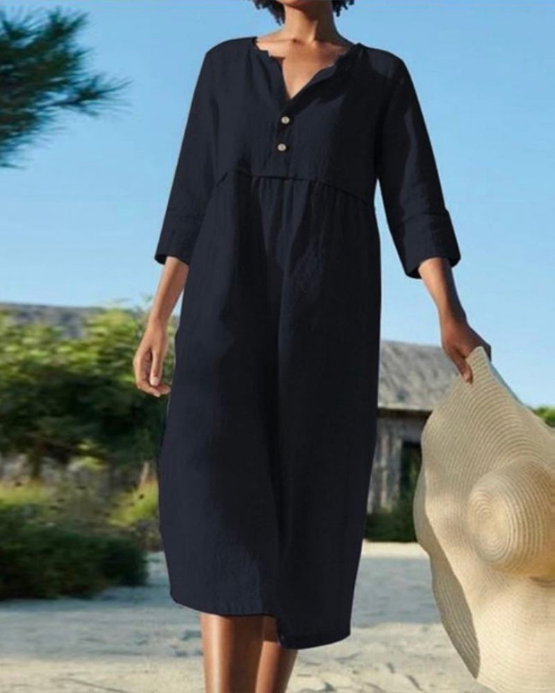 Valenzora | Summer midi dress with buttons Adela
