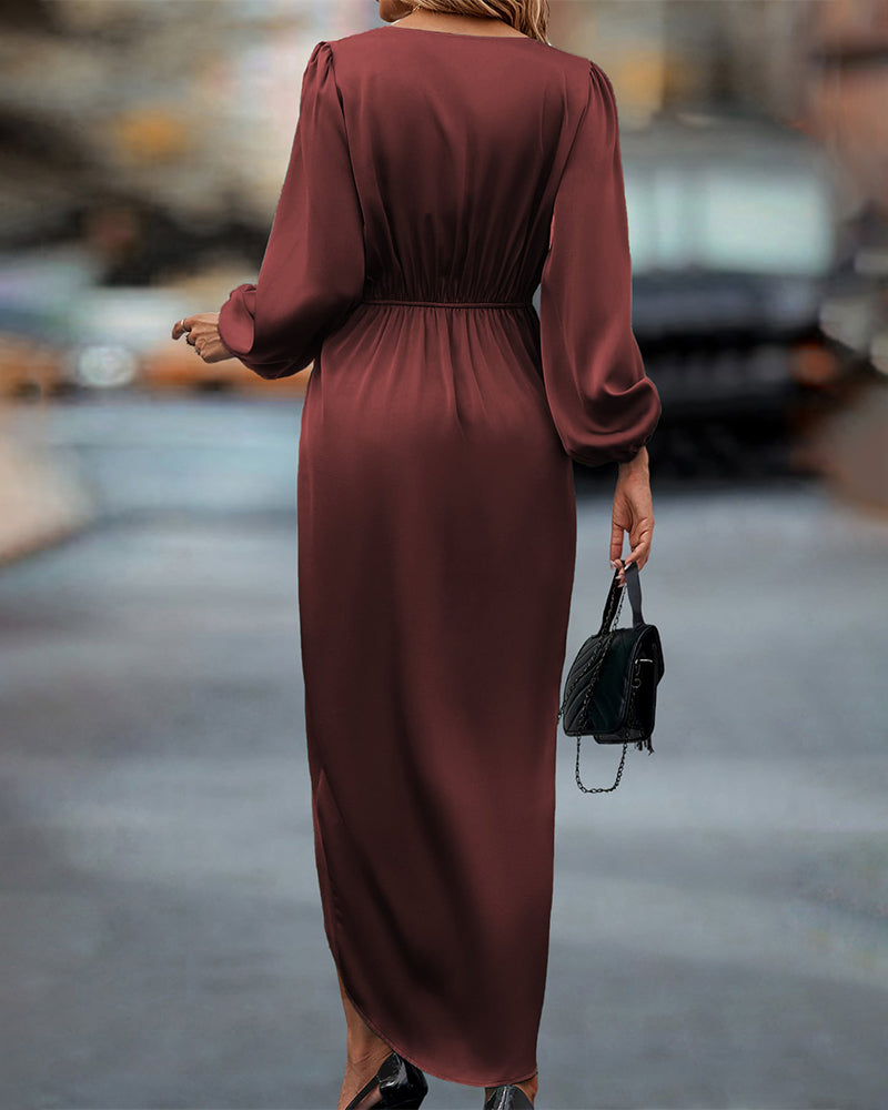 Valenzora | V-neck dress with lantern sleeves for women