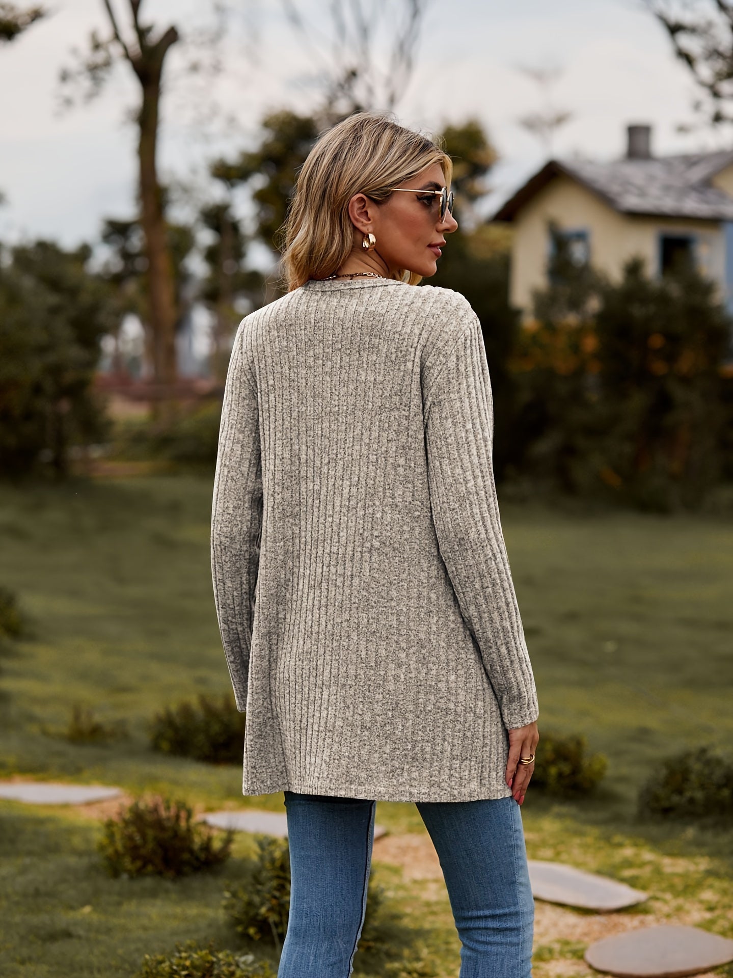 Valenzora Warm Ribbed Cotton Knit Cardigan for Women | Perfect for Casual Days