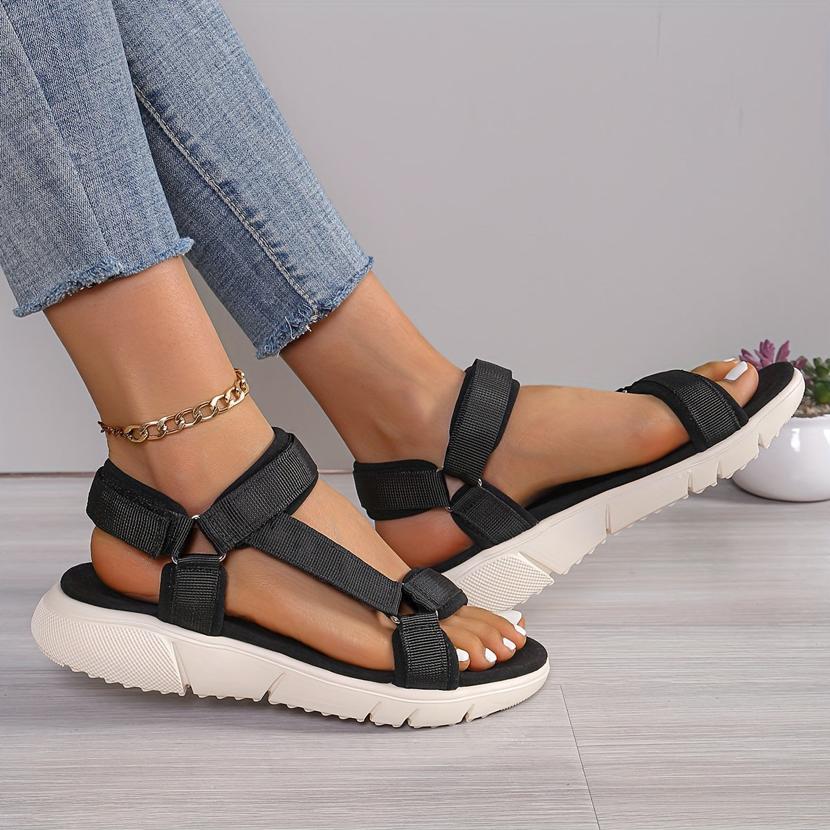 Valenzora | Women's Sandals: Color Block, Non-Slip, Elegant, Lightweight, Outdoor, Summer