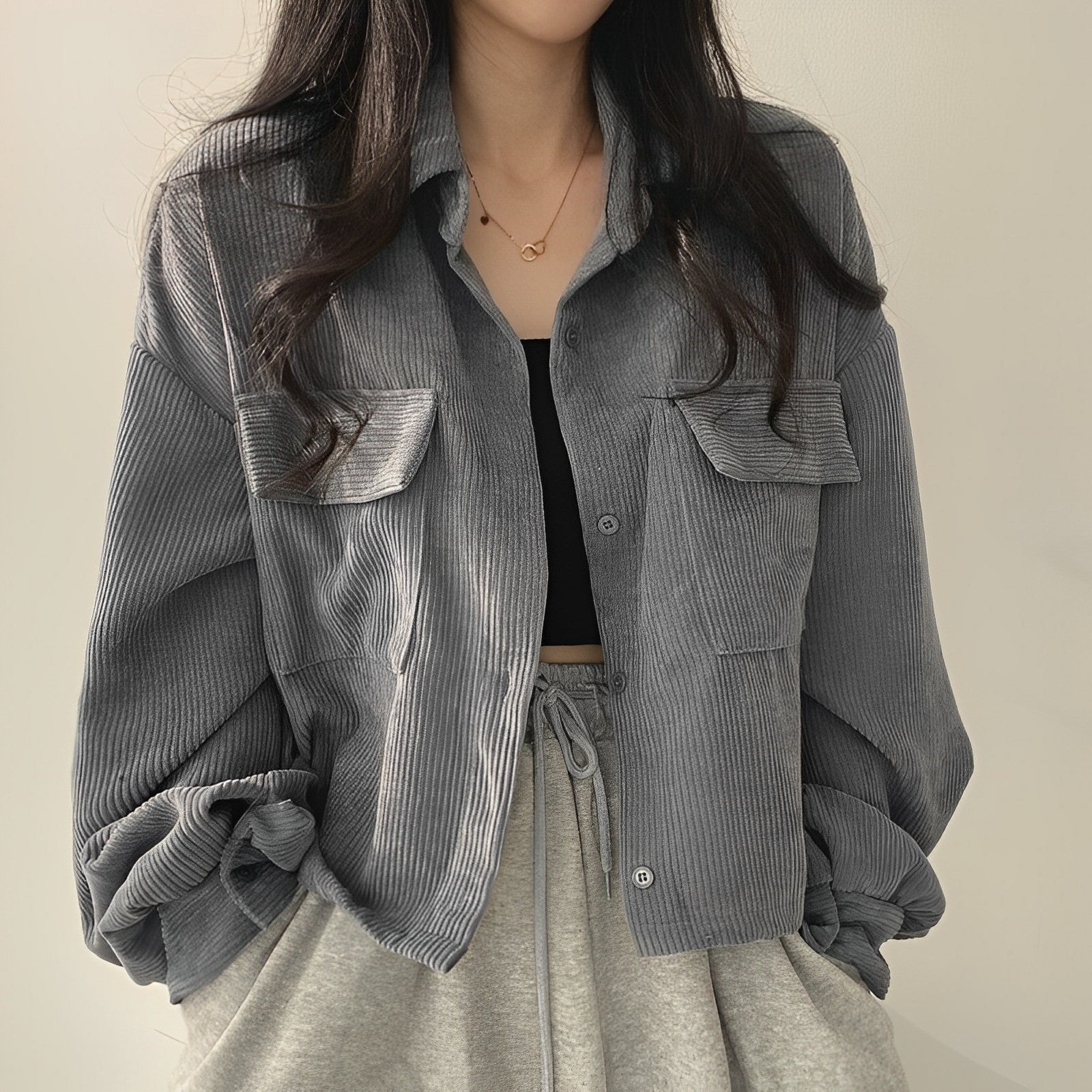 Valenzora | Women's Corduroy Jacket with Short Lapel