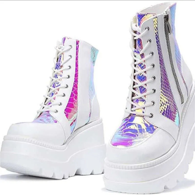 Valenzora | Colorblock lace-up boots with high heels