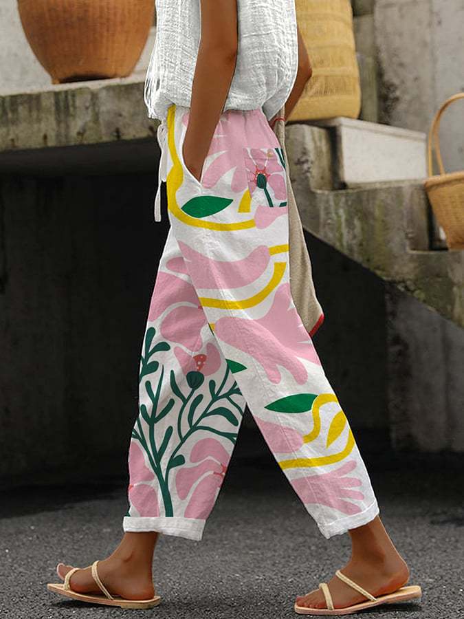 Valenzora | Comfortable wide-leg trousers with a modern print for women