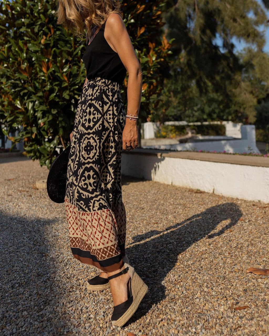 Valenzora | Boho long skirt with print