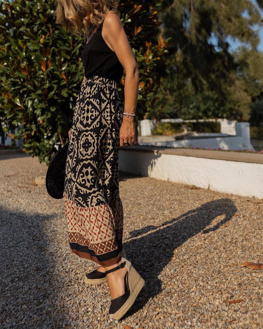 Valenzora | Boho long skirt with print