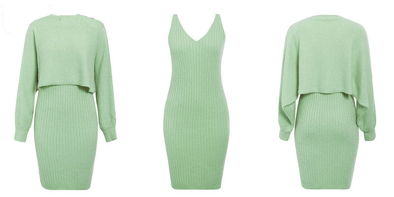 Valenzora | 1-piece knitted set - elegant knitted sleeveless dress with sweater for autumn and winter