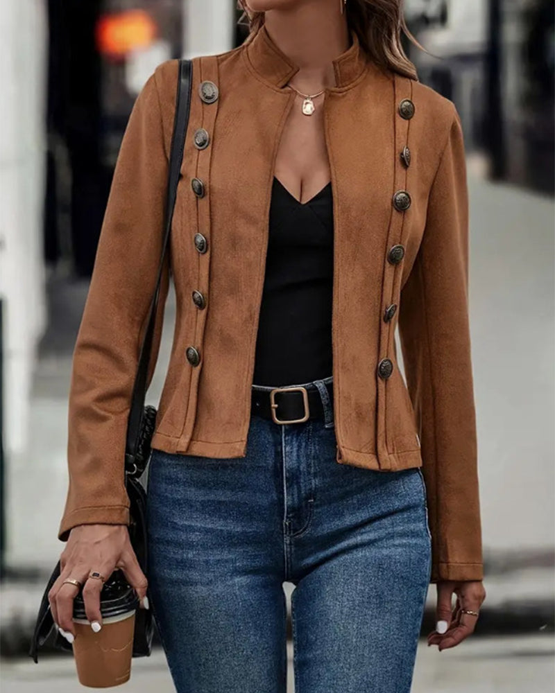 Valenzora | Stylish double-breasted solid color jacket