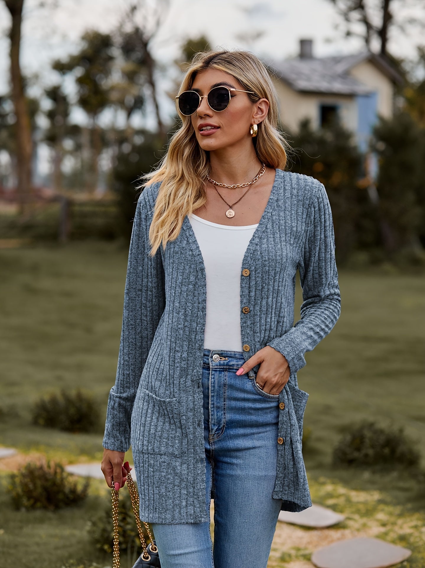 Valenzora Warm Ribbed Cotton Knit Cardigan for Women | Perfect for Casual Days