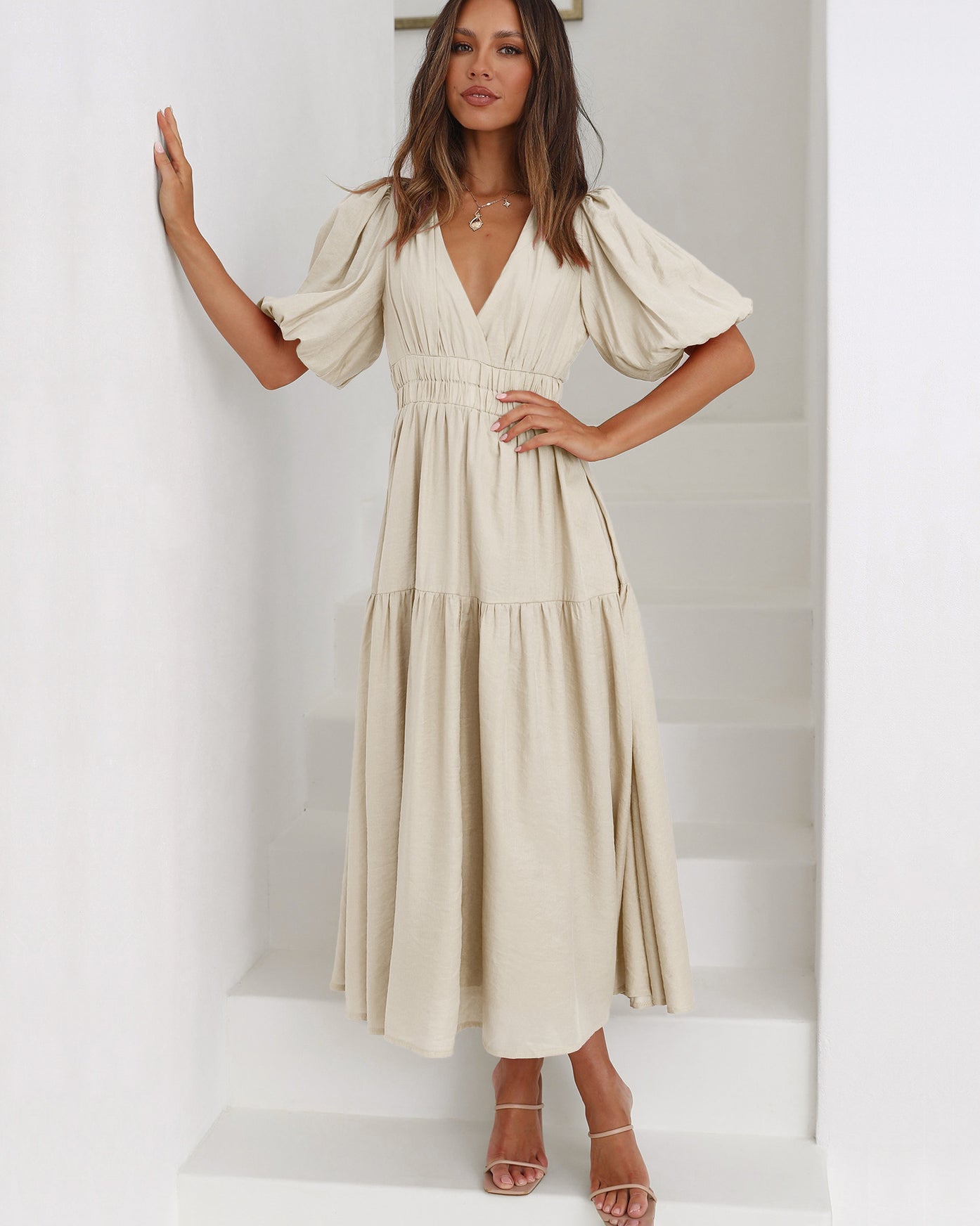 Valenzora | Dress with puff sleeves for women