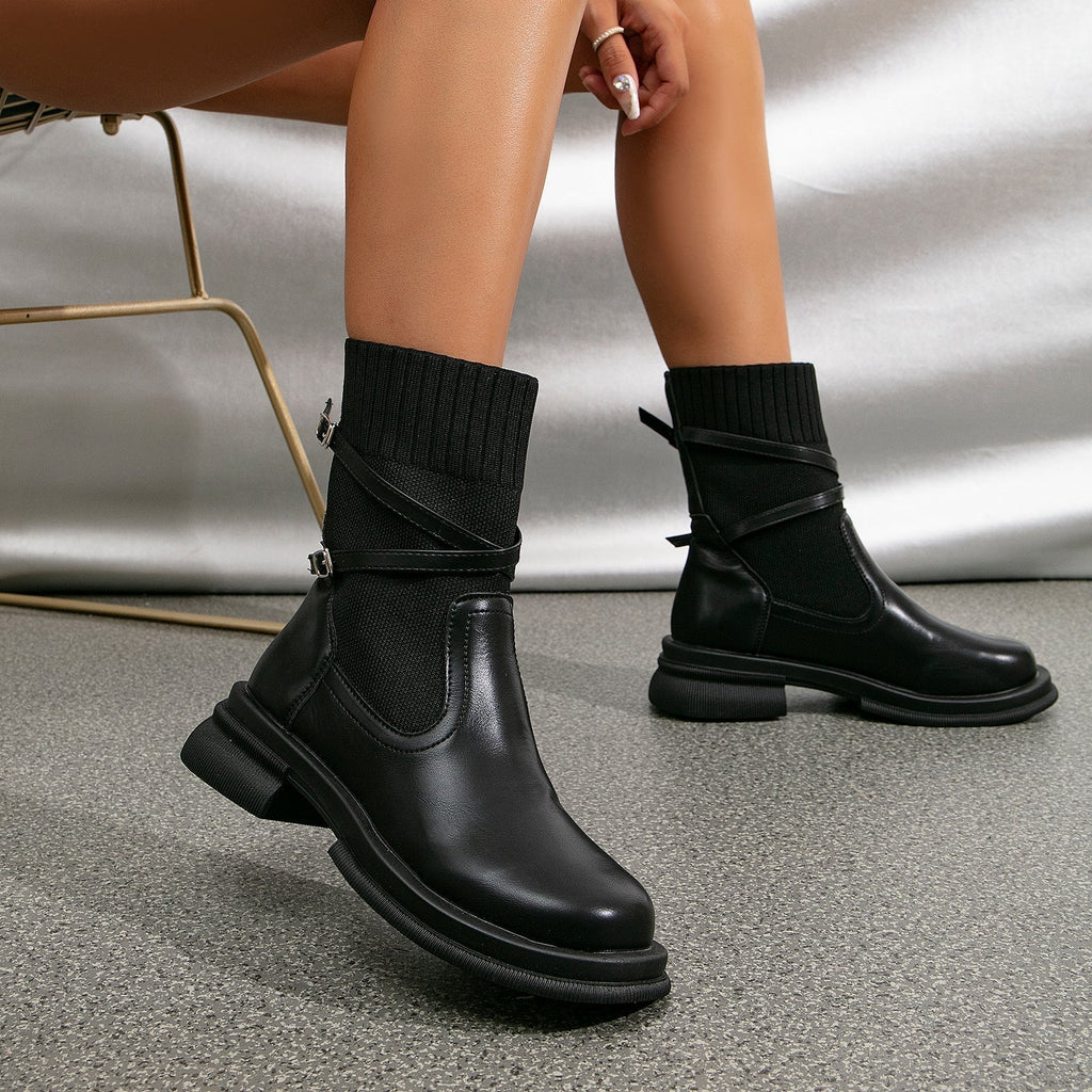 Valenzora | Elegante braune Stiefeletten mit Wickelriemen