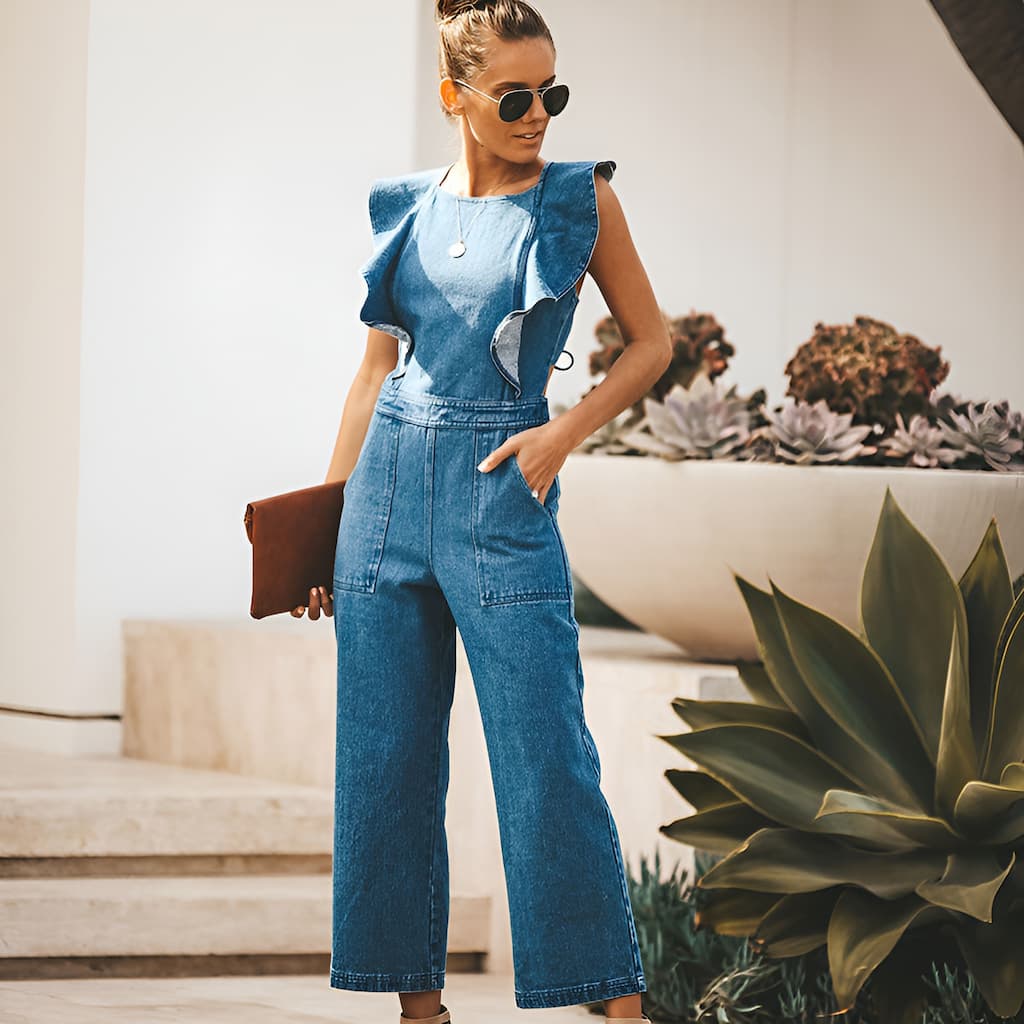 Valenzora | Jeans-Jumpsuit mit Rüschen