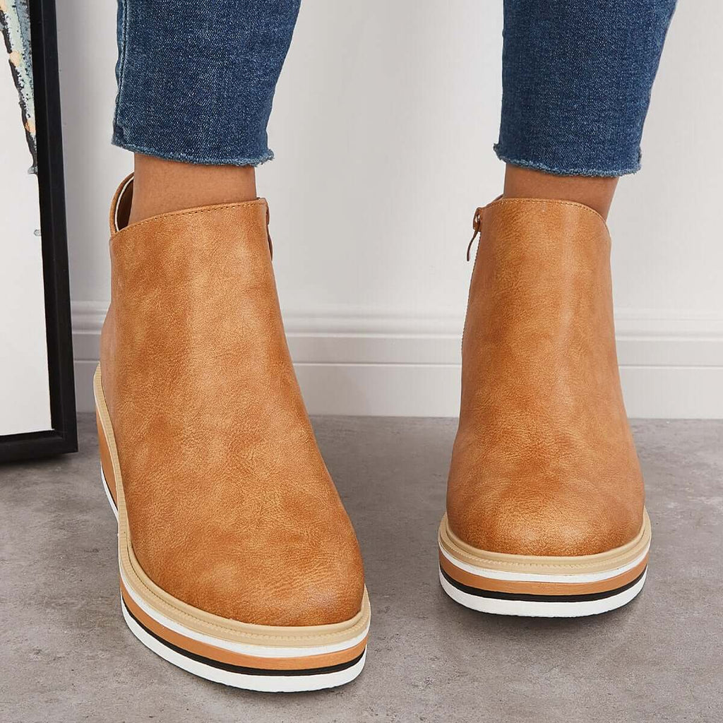 Valenzora - Stylish ankle boots with zipper and platform
