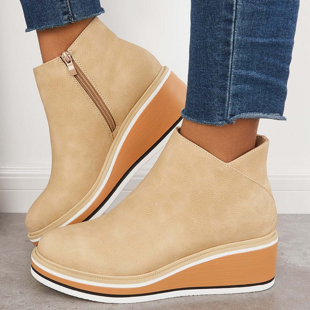 Valenzora - Stylish ankle boots with zipper and platform