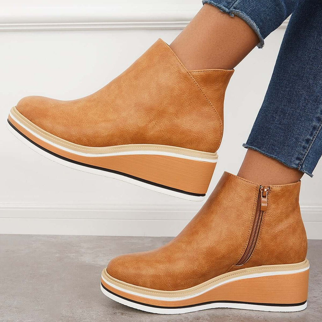Valenzora - Stylish ankle boots with zipper and platform