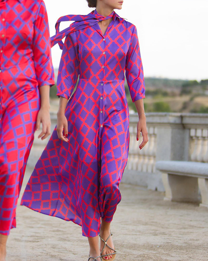 Valenzora | Shirt dress with V-neck and 3/4 sleeves