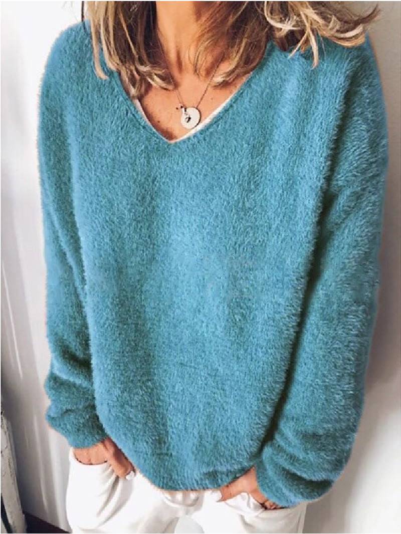 Valenzora – V-Ausschnitt Kuschelpullover